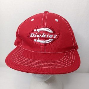 Dickies XL Fitted Cap Red Canvas Logo Acrylic Wool Blend Hat Workwear READ